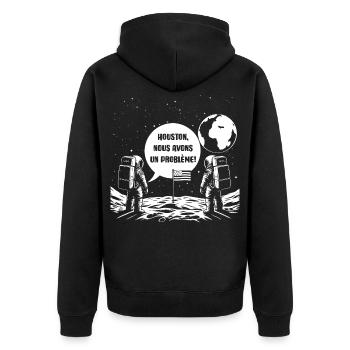 Houston, Nous avons un problème! - Veste à capuche bio Premium Unisexe - noir - Dos - Nico (187cm)