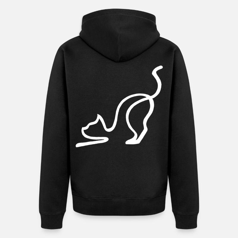 Esquisse du chat blanc - Veste à capuche bio Premium Unisexe - noir