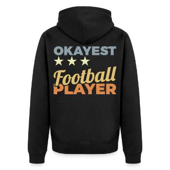 Durchschnittlicher American Footballer - Unisex Premium Bio Zip Hoodie - Schwarz - Hinten - Nico (187cm)