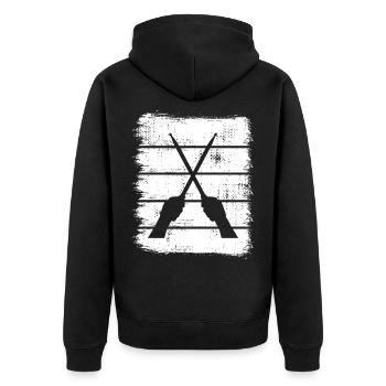 Trommelstöcke Zeichnung - Unisex Premium Bio Zip Hoodie - Schwarz - Hinten - Nico (187cm)