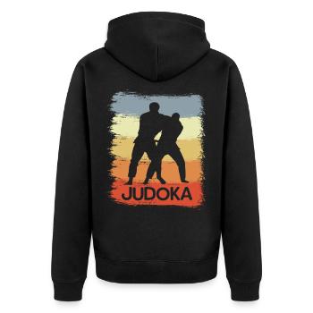 Judoka Sketch - Unisex Premium Organic Zip Hoodie - black - Back - Nico (187cm)