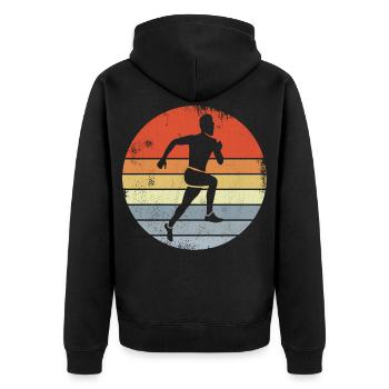 Vintage Runner Drawing - Unisex Premium Organic Zip Hoodie - black - Back - Nico (187cm)