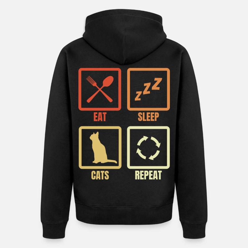 Eat Sleep Cats Répéter - Veste à capuche bio Premium Unisexe - noir