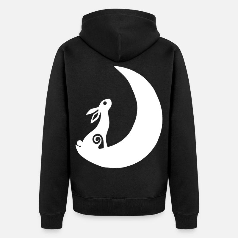 Un lapin sur la lune - Veste à capuche bio Premium Unisexe - noir