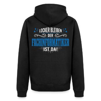 Fachinformatiker programmierer support admin - Unisex Premium Bio Zip Hoodie - Schwarz - Hinten - Nico (187cm)