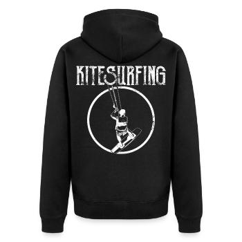 Kitesurfing - Unisex Premium Bio Zip Hoodie - Schwarz - Hinten - Nico (187cm)