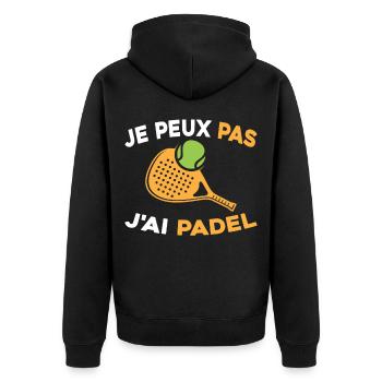 Je peux pas j ai padel - Veste à capuche bio Premium Unisexe - noir - Dos - Nico (187cm)