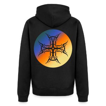 Roundel Tribal Cross Colorful Gradient T-Shirt - Unisex Premium Organic Zip Hoodie - black - Back - Nico (187cm)
