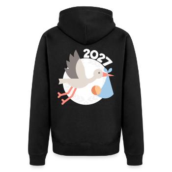 Cigogne avec bébé 2027 - Veste à capuche bio Premium Unisexe - noir - Dos - Nico (187cm)