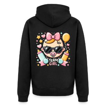 Birth Announcement Gender Team Girls 2026 - Unisex Premium Organic Zip Hoodie - black - Back - Nico (187cm)