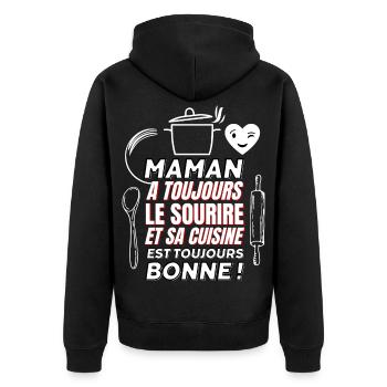 Maman a toujours le sourire, sa cuisine est bonne - Veste à capuche bio Premium Unisexe - noir - Dos - Nico (187cm)