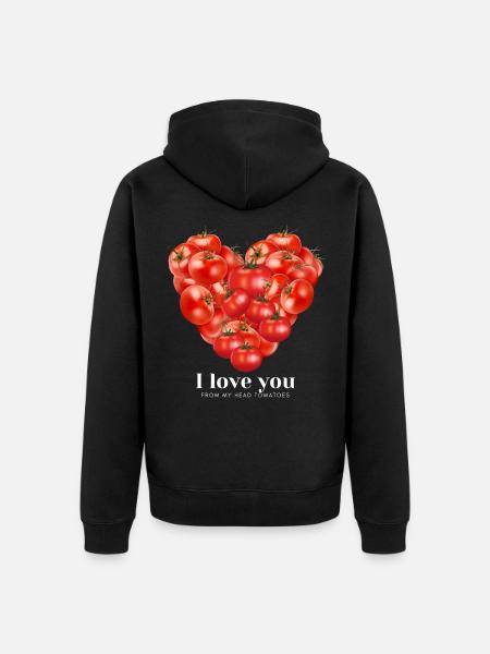 I love you from my head tomatoes rotes Herz - Unisex Premium Bio Zip Hoodie - Schwarz