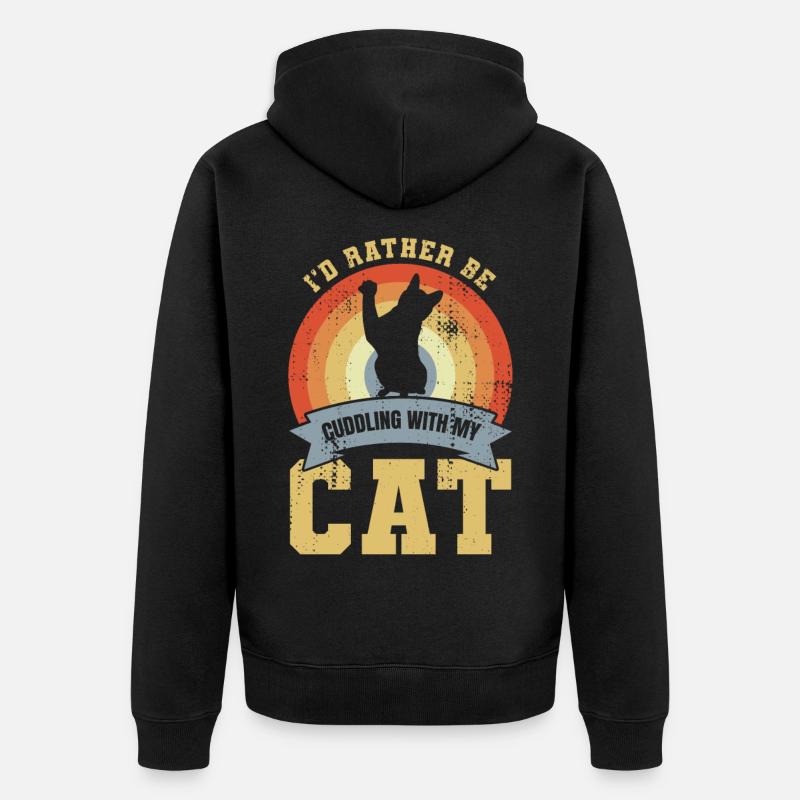 Blague de propriétaire de chat - Veste à capuche bio Premium Unisexe - noir