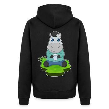 Pferd Wasser Becher - Unisex Premium Bio Zip Hoodie - Schwarz - Hinten - Nico (187cm)