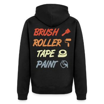 Brush Roller Tape Paint - Unisex Premium Bio Zip Hoodie - Schwarz - Hinten - Nico (187cm)