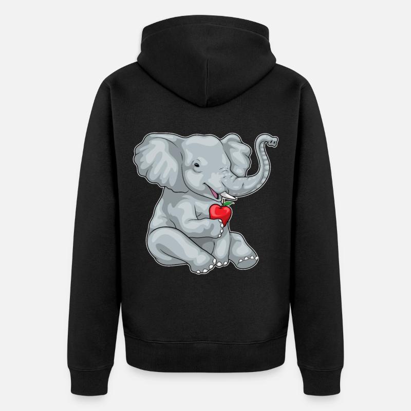 Éléphant Pomme Fruit - Veste à capuche bio Premium Unisexe - noir