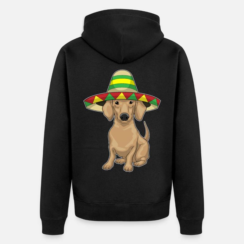Teckel chapeau mexicain - Veste à capuche bio Premium Unisexe - noir