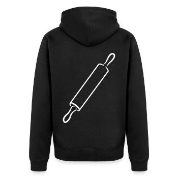 Rolling Pin Drawing - Unisex Premium Organic Zip Hoodie - black - Back - Nico (187cm)