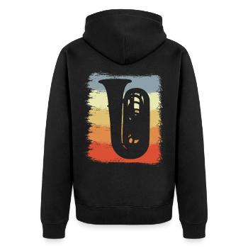 Croquis de Tuba Vintage - Veste à capuche bio Premium Unisexe - noir - Dos - Nico (187cm)