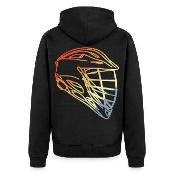 Lacrosse Helm Retro Stil - Unisex Premium Bio Zip Hoodie - Schwarz - Hinten - Nico (187cm)