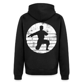 Karateka Sketch - Unisex Premium Organic Zip Hoodie - black - Back - Nico (187cm)