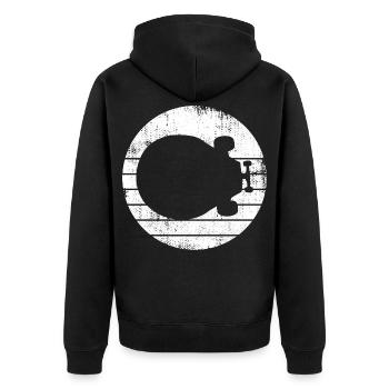 Skateboard Zeichnung - Unisex Premium Bio Zip Hoodie - Schwarz - Hinten - Nico (187cm)