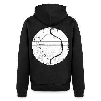 Bogen und Pfeil Skizze - Unisex Premium Bio Zip Hoodie - Schwarz - Hinten - Nico (187cm)