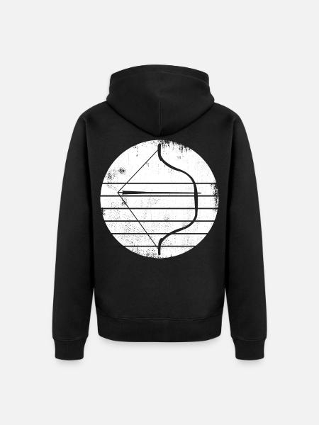 Bow and Arrow Sketch - Unisex Premium Organic Zip Hoodie - black