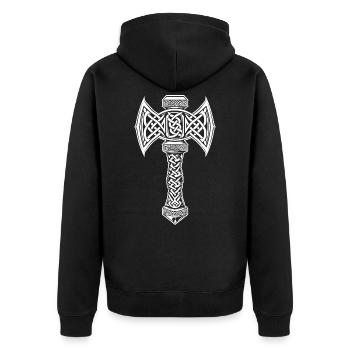 Mjöllnir symbole viking - Veste à capuche bio Premium Unisexe - noir - Dos - Nico (187cm)