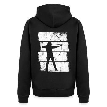 Bogenschütze - Unisex Premium Bio Zip Hoodie - Schwarz - Hinten - Nico (187cm)