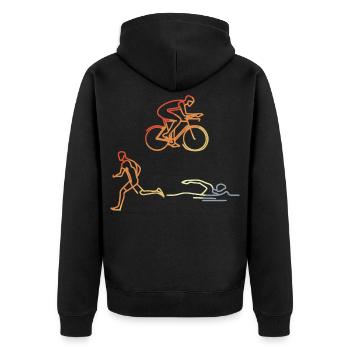 Vintage Triathlet - Unisex Premium Bio Zip Hoodie - Schwarz - Hinten - Nico (187cm)