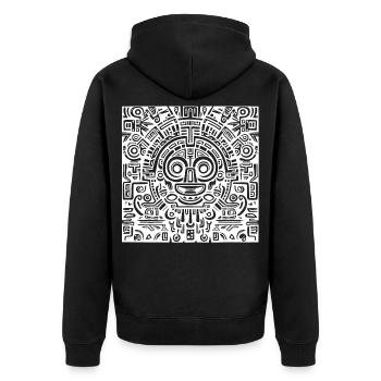 Inca, Aztèque, Motif Maya, Oeuvre d’art - Veste à capuche bio Premium Unisexe - noir - Dos - Nico (187cm)