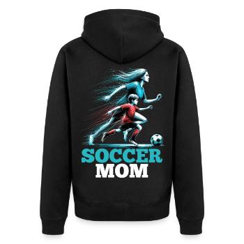 Soccer Mom Soccer Gift - Unisex Premium Organic Zip Hoodie - black - Back - Nico (187cm)
