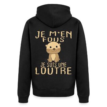 Es ist mir egal, ich bin ein Geschenkotter - Unisex Premium Bio Zip Hoodie - Schwarz - Hinten - Nico (187cm)