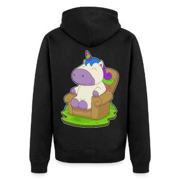 Einhorn Sessel - Unisex Premium Bio Zip Hoodie - Schwarz - Hinten - Nico (187cm)