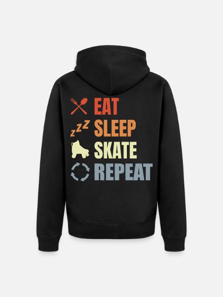 Eat Sleep Skate Repeat - Unisex Premium Bio Zip Hoodie - Schwarz