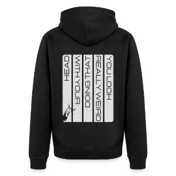 C’est vraiment bizarre quand tu fais ça avec ta tête - Veste à capuche bio Premium Unisexe - noir - Dos - Nico (187cm)