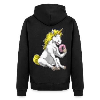 Einhorn Donut - Unisex Premium Bio Zip Hoodie - Schwarz - Hinten - Nico (187cm)