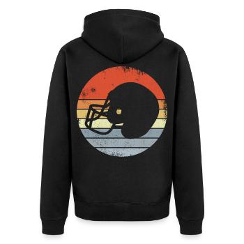 Vintage Football Helm - Unisex Premium Bio Zip Hoodie - Schwarz - Hinten - Nico (187cm)