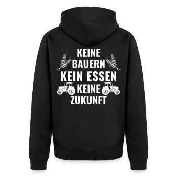 Keine Bauern kein Essen keine Zukunft - Unisex Premium Bio Zip Hoodie - Schwarz - Hinten - Nico (187cm)