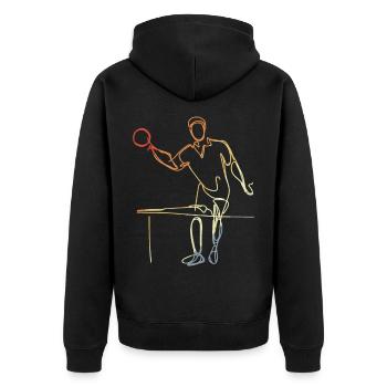 Dessin de tennis de Table Vintage - Veste à capuche bio Premium Unisexe - noir - Dos - Nico (187cm)