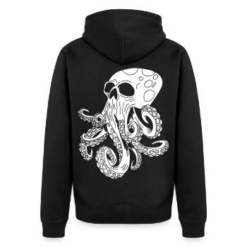 Octopus Skull - Unisex Premium Organic Zip Hoodie - black - Back - Nico (187cm)