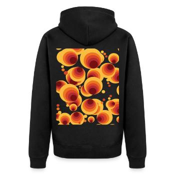 Abstraktes Polka Dots Kreismuster - Unisex Premium Bio Zip Hoodie - Schwarz - Hinten - Nico (187cm)
