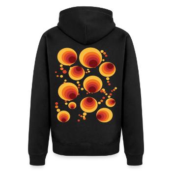 Abstraktes Polka Dots Kreismuster - Unisex Premium Bio Zip Hoodie - Schwarz - Hinten - Nico (187cm)