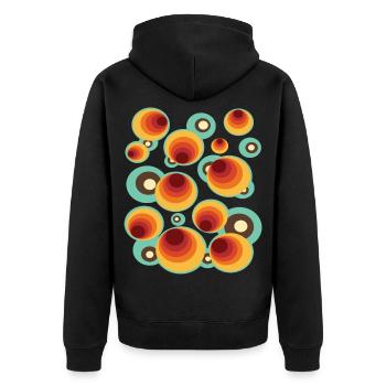 50s 60s Retro Pattern Circle Style Pattern - Unisex Premium Organic Zip Hoodie - black - Back - Nico (187cm)