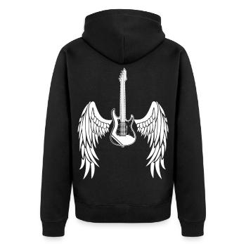 Winged Guitar - Unisex Premium Organic Zip Hoodie - black - Back - Nico (187cm)