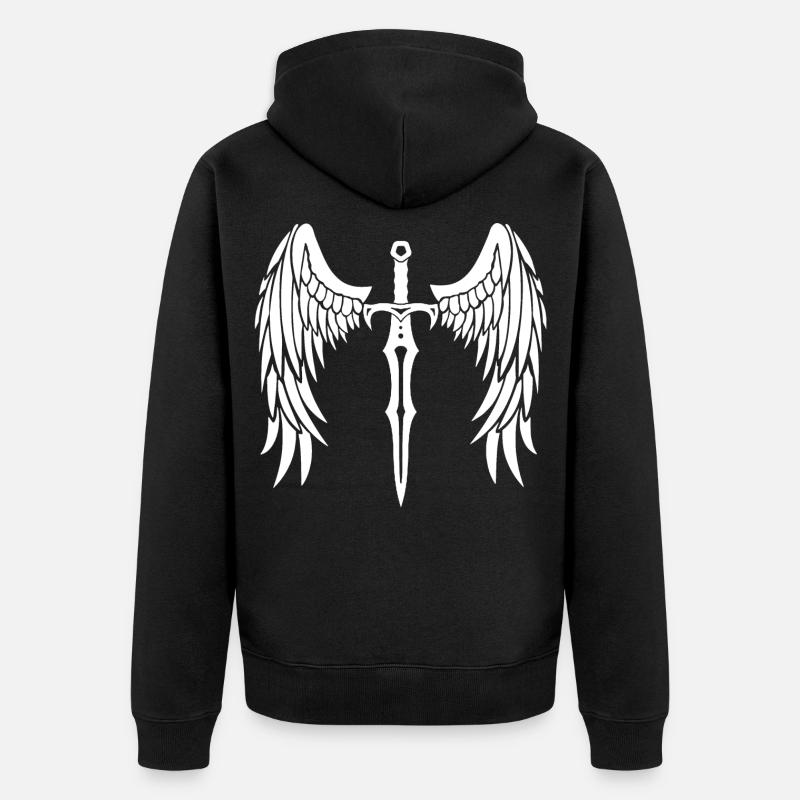épée ailée - Veste à capuche bio Premium Unisexe - noir