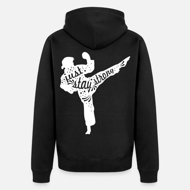 Karate Mädchen - Unisex Premium Bio Zip Hoodie - Schwarz