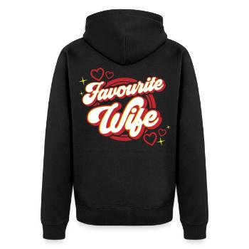 Favourite Wife | Farben änderbar - Unisex Premium Bio Zip Hoodie - Schwarz - Hinten - Nico (187cm)