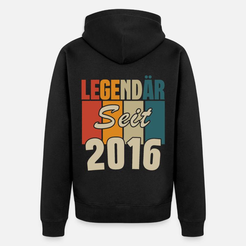 Legendär seit 2016 - Unisex Premium Bio Zip Hoodie - Schwarz